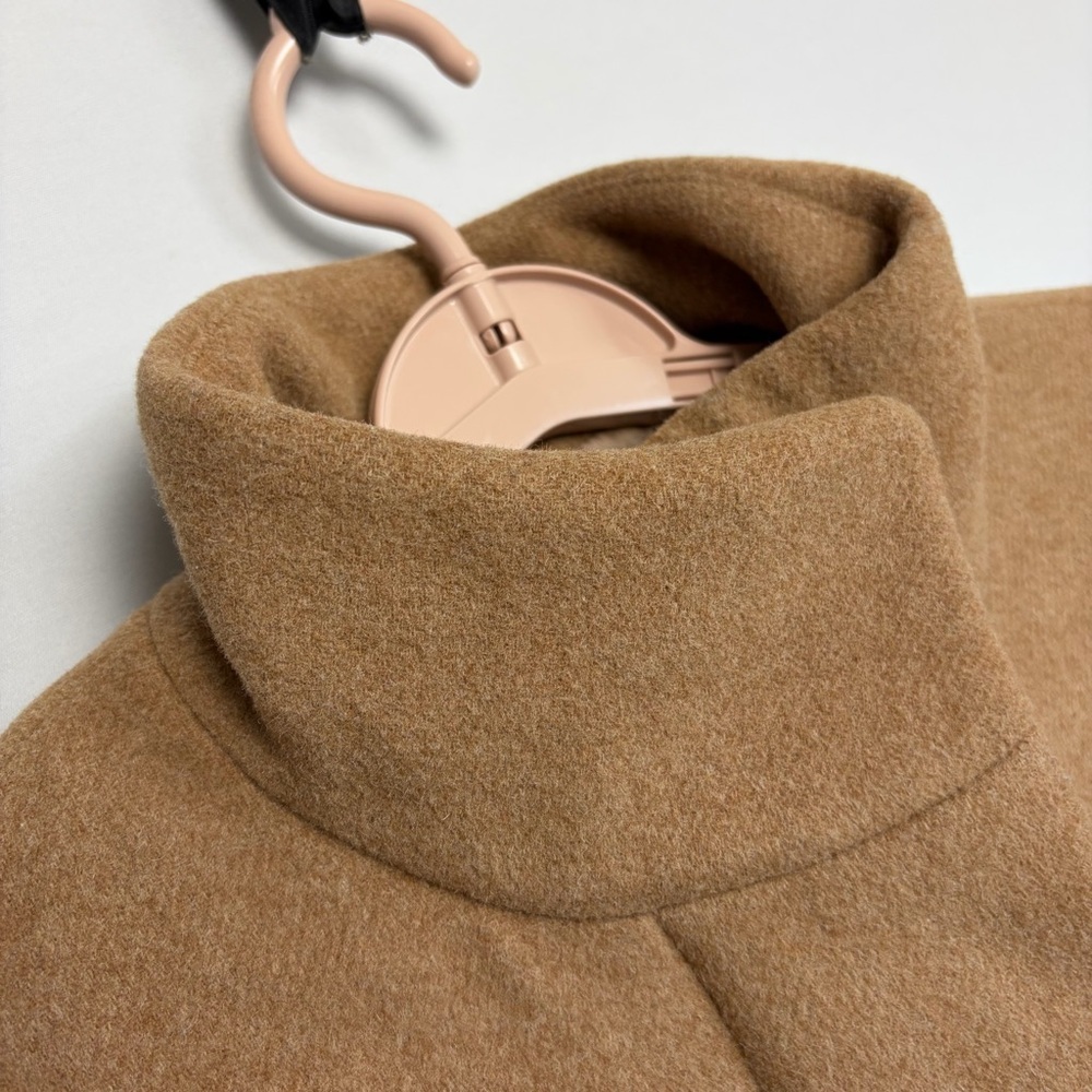 J. Crew City Coat Sz 00 Women Funnel Neck Camel Zip Front Wool Blend Timeless - Picture 8 of 16